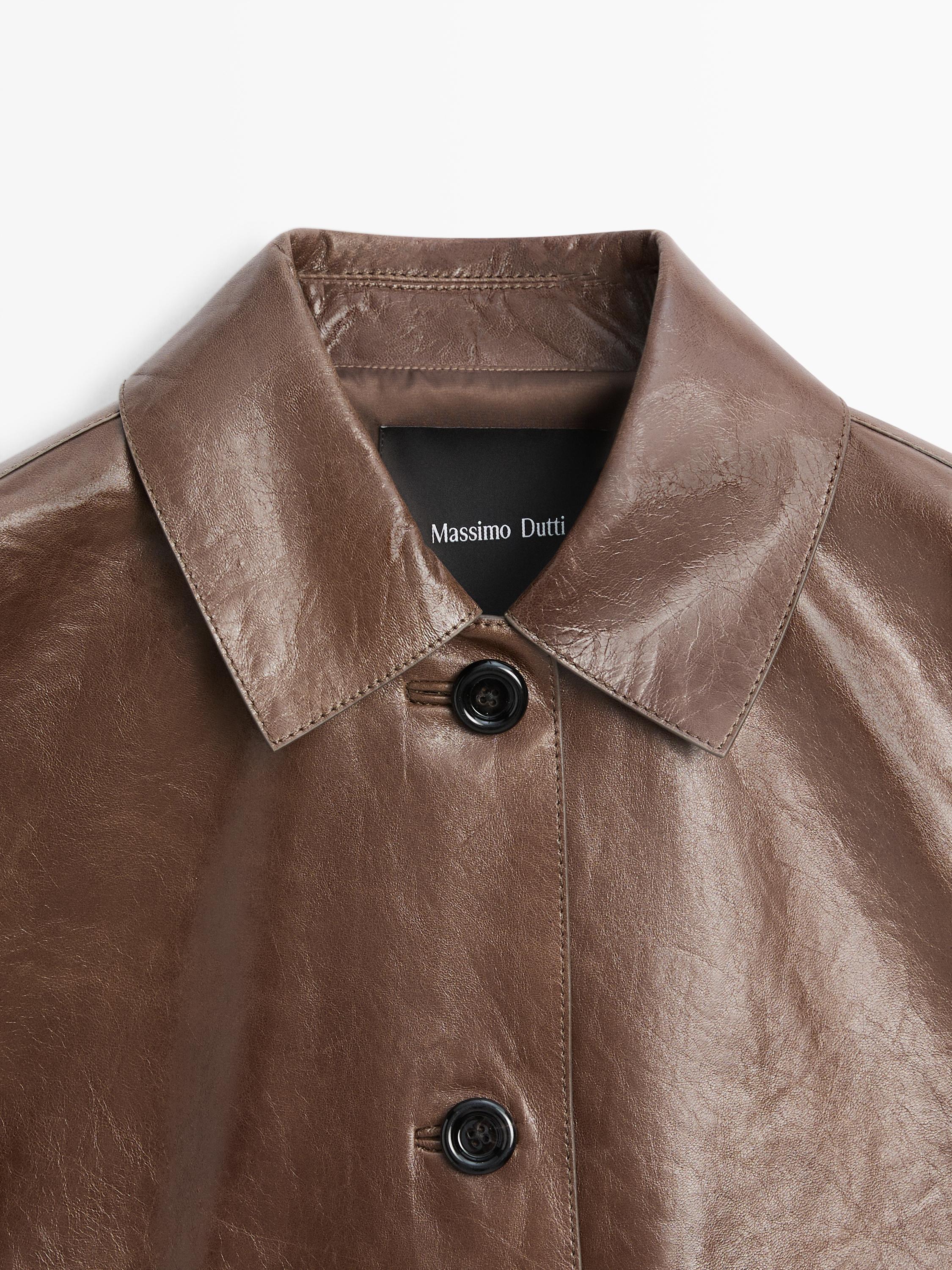 Cropped nappa leather jacket